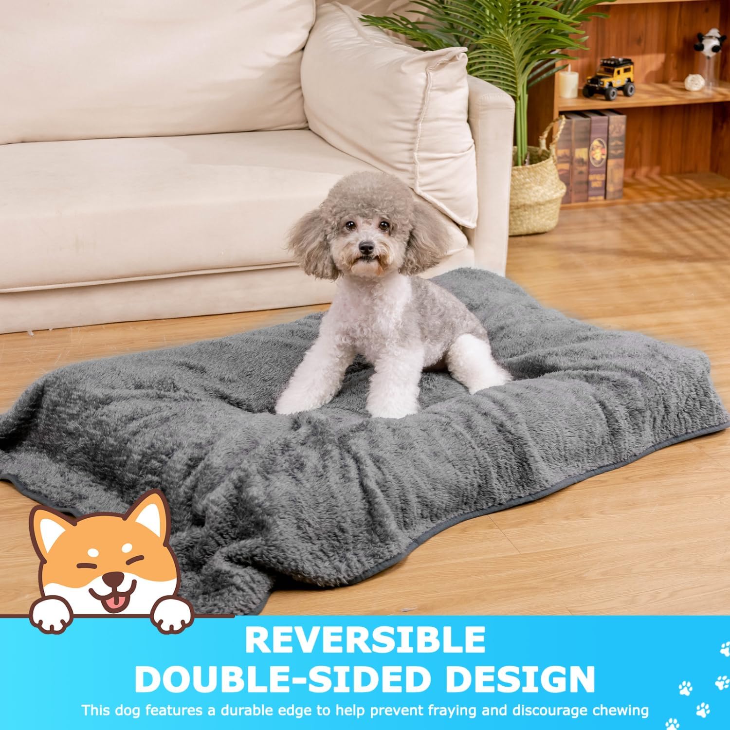 Detalle de Nobleza set da 2 coperte per cani e gatti lavabili in pile, grigio scuro e grigio chiaro, 120×100 cm