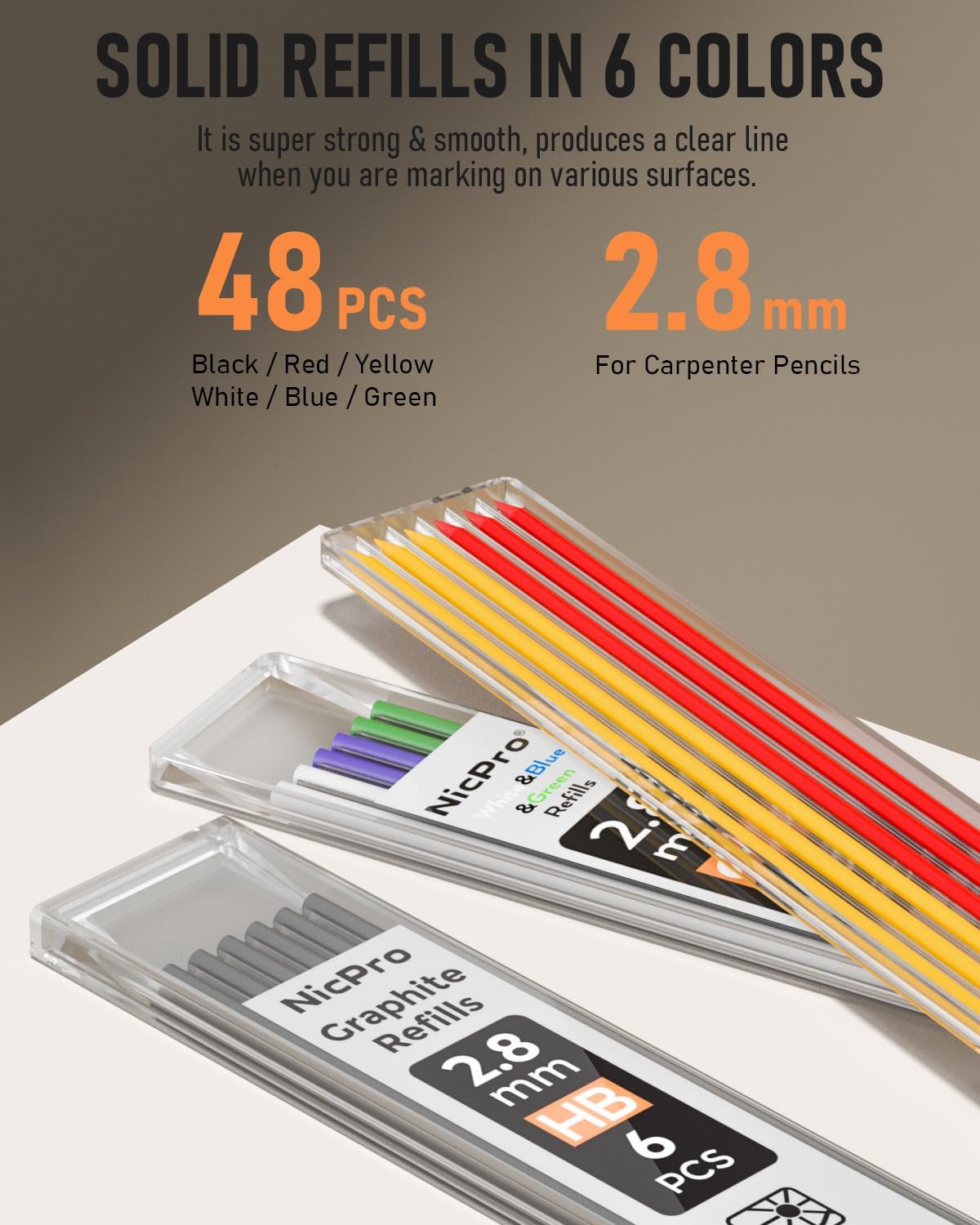 Thumbnail 5 de Nicpro Deep Hole Marker Pencil Set (6-colour carpenter pencil set with mechanical marker and built-in sharpener)