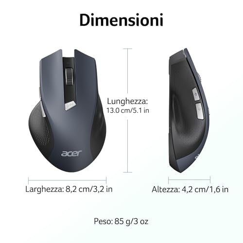 Thumbnail 7 de Acer Mouse Wireless Ergonomico 1600 DPI Regolabile: Comfort, autonomia e praticità