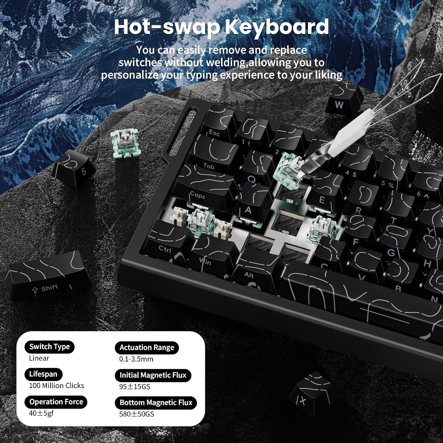 Thumbnail 6 de MAMBASNAKE x Attack Shark X68HE Rapid Trigger Magnetschalter – 60% Gaming-Tastatur mit einstellbarem Betätigungspunkt
