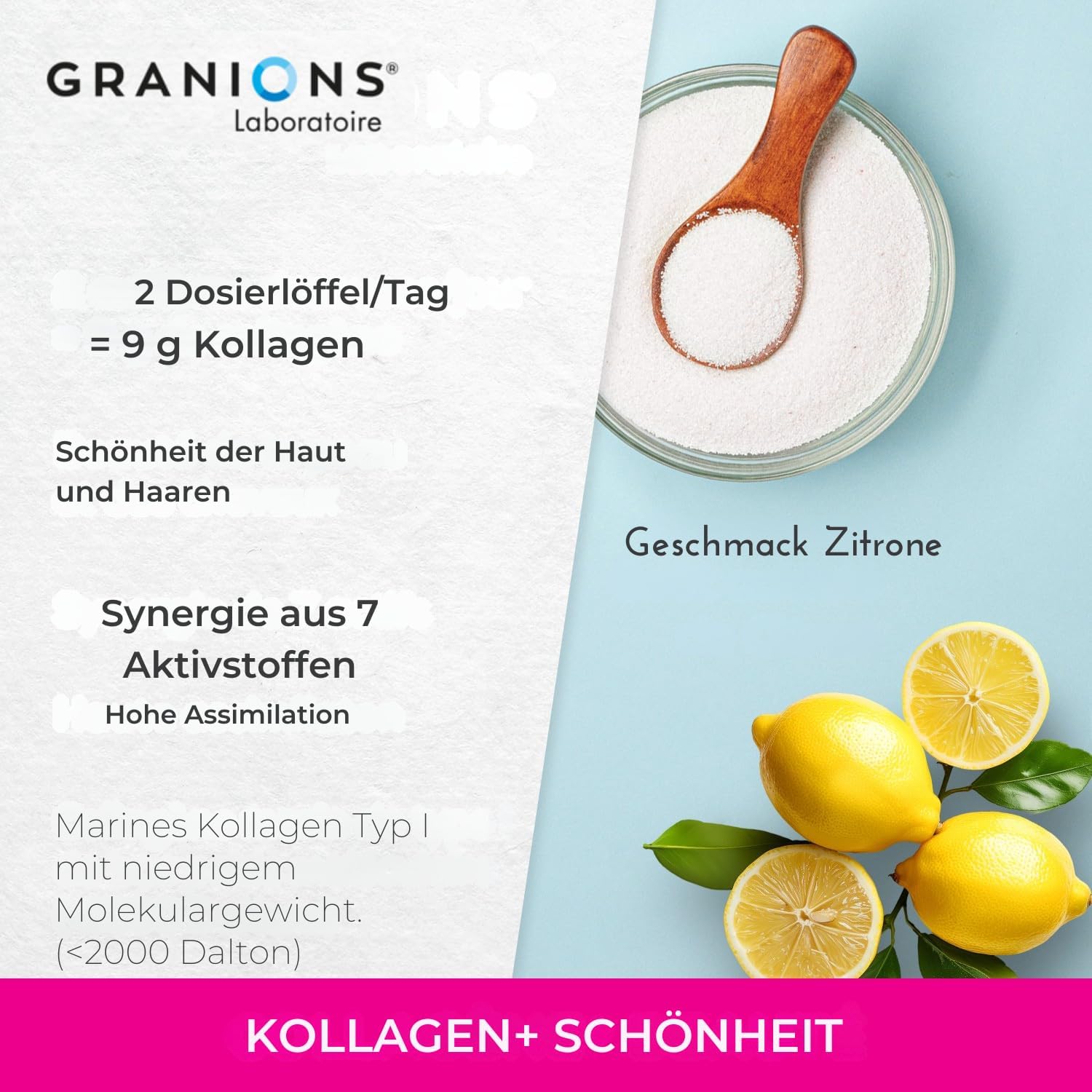 Thumbnail 3 de Kollagen Pulver 250 g mit Biotin, Vitamin C, Hyaluronsäure (Marine Kollagen) und Zitronengeschmack