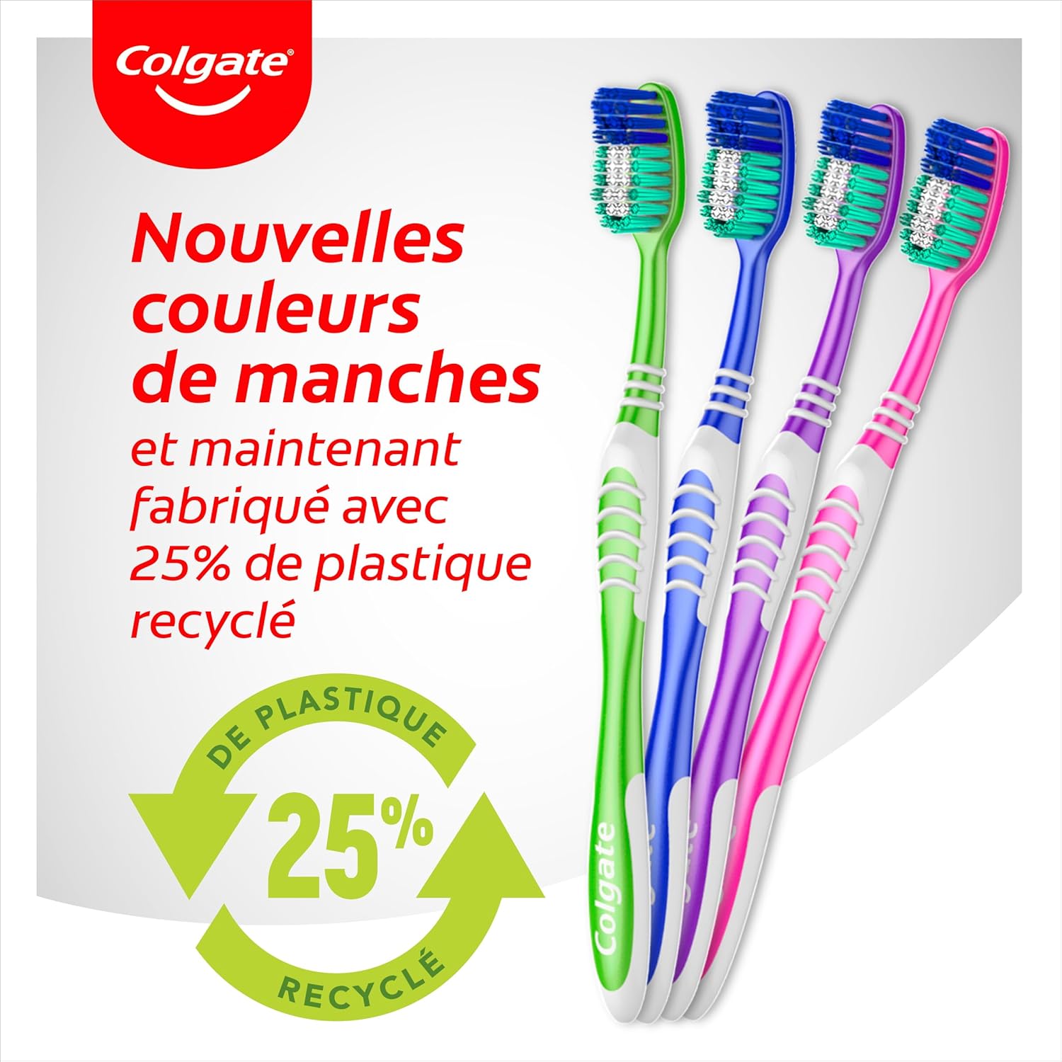 Detalle de Colgate Extra Clean Multi Action con filamenti circolari anti-macchia e pulitore lingua e guance (set da 4 spazzole)