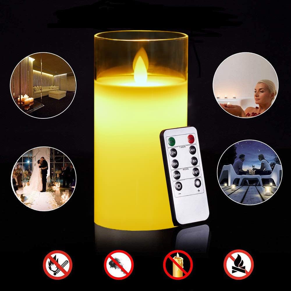 Thumbnail 3 de Candele LED Flickering Flameless con Telecomando a 10 Tasti, 15 cm, Bianco – Vetro e Paraffina Sicure