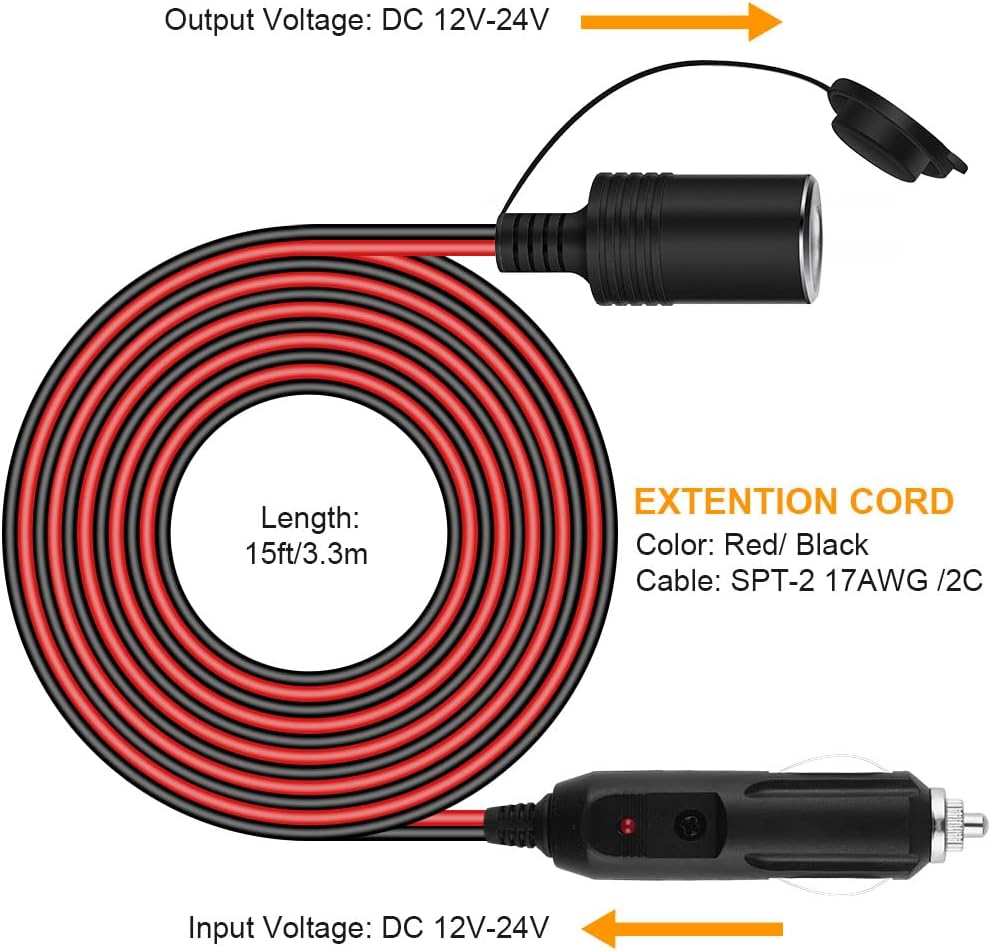 Detalle 2 de URAQT Câble d'Extension 3M pour allume‑cigare