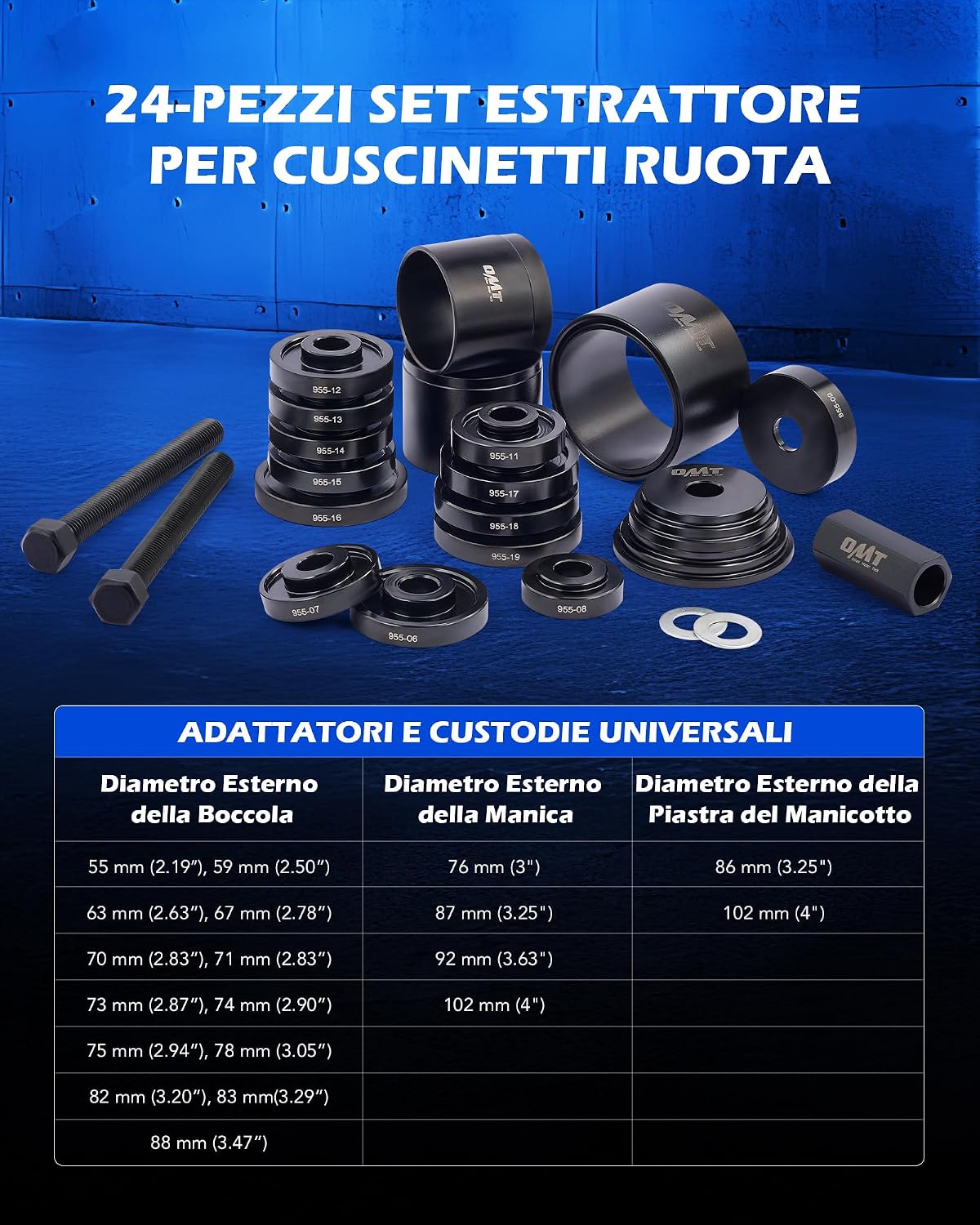 Thumbnail 1 de Orion Motor Tech 24 Pezzi Set Estrattore Cuscinetti Ruota – Rimozione e Installazione Sicura per Cuscinetti Anteriori