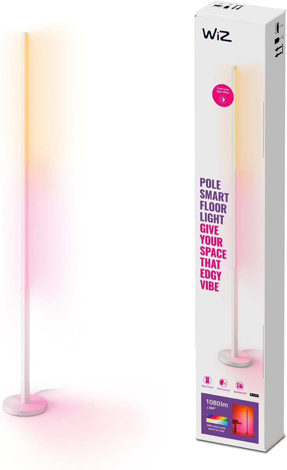 Detalle de WiZ lampadaire Gradient réglable blanc et couleur, dimmable, 16 millions de couleurs, contrôle Wi‑Fi (Google Home, Alexa, HomeKit)