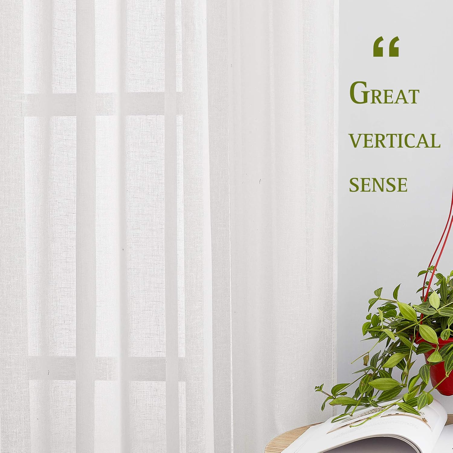 Detalle de NICETOWN White Sheer Linen Curtains (84 inch length) — 2 Panels Set with Grommets