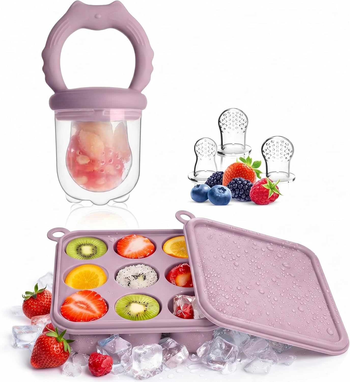 Thumbnail 6 de WeSweet Fruit Feeder for Baby - Silicone Fruit Food Feeder (Purple Set)