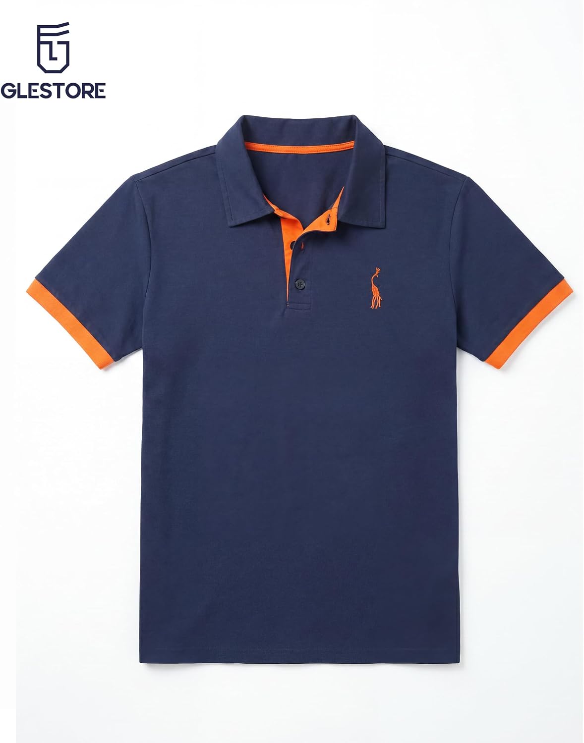 Detalle de GLESTORE Poloshirt Herren – Kurzarm, Giraffe Stickerei, vielseitiges Polo-Hemd aus Baumwolle
