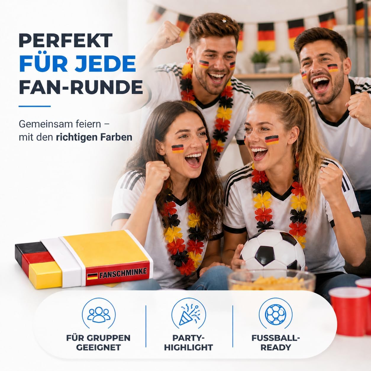 Detalle de TK Gruppe Timo Klingler Deutschland Make-up Stifte Set – Rot, Schwarz, Gelb für WM 2026