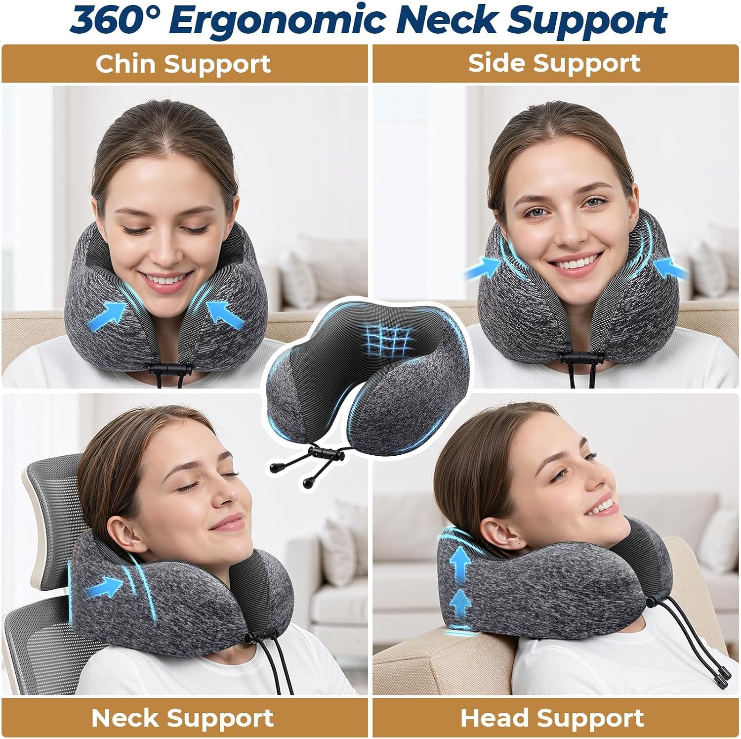 Detalle 2 de ExploreBliss Memory Foam Travel Pillow