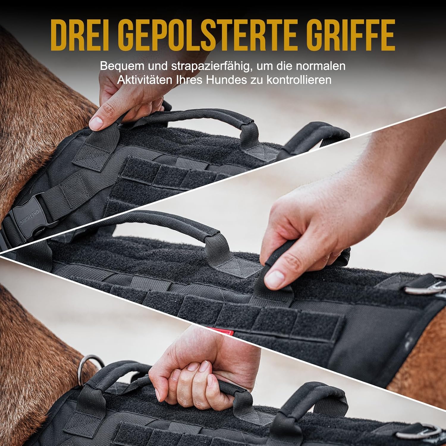 Detalle 2 de OneTigris Harnais pour Chien X DESTROYER – harnais tactical à 3 poignées en nylon 1000D