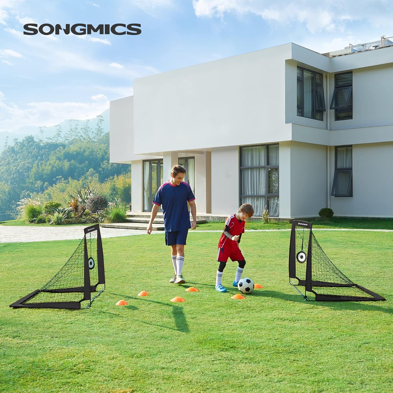 Thumbnail 1 de SONGMICS Football Goals Set of 2 (4 x 3 ft) – Portable Kids Football Nets with Targets & Training Cones