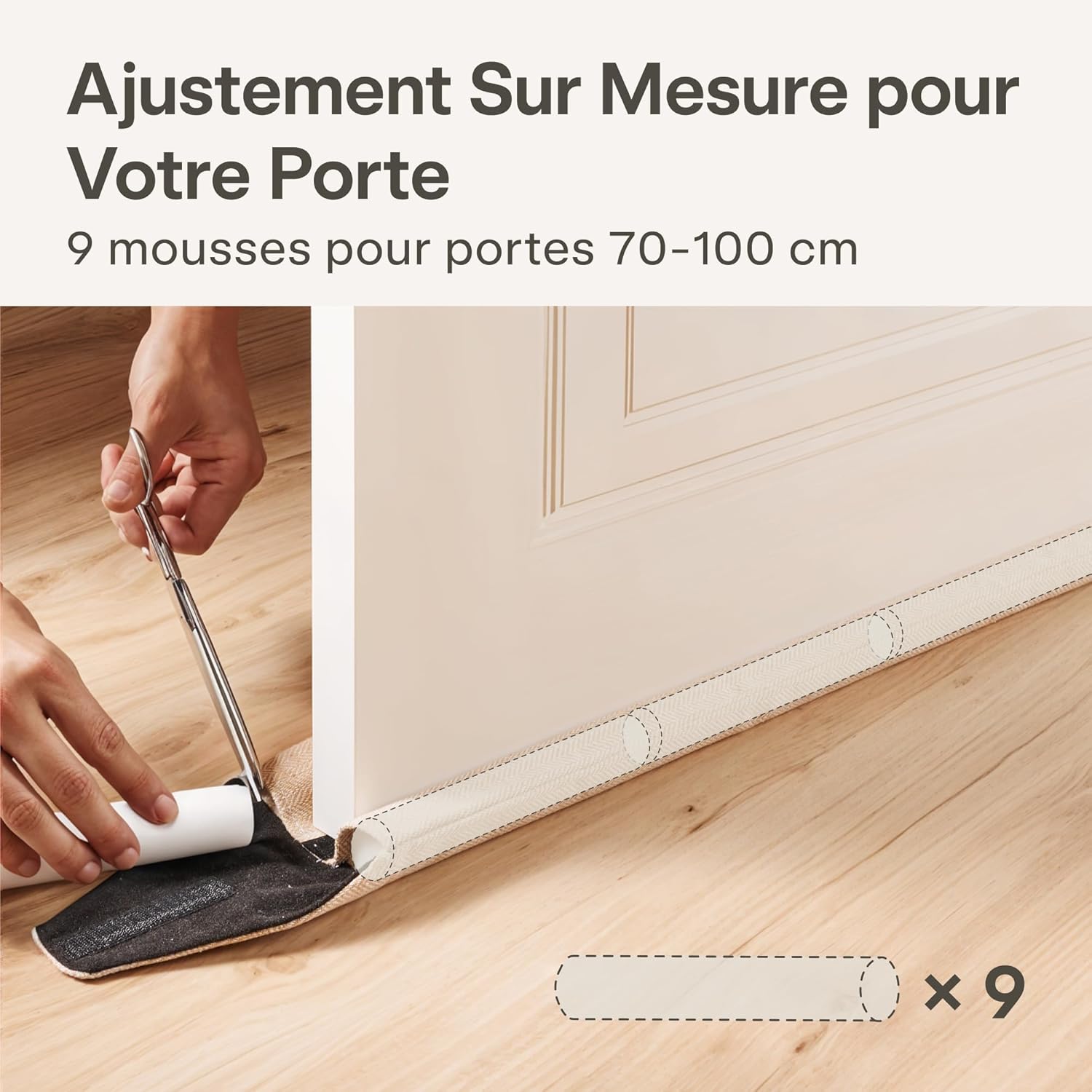 Thumbnail 2 de Praknu Boudin de Porte 70–100 cm Tissu Lavable Beige