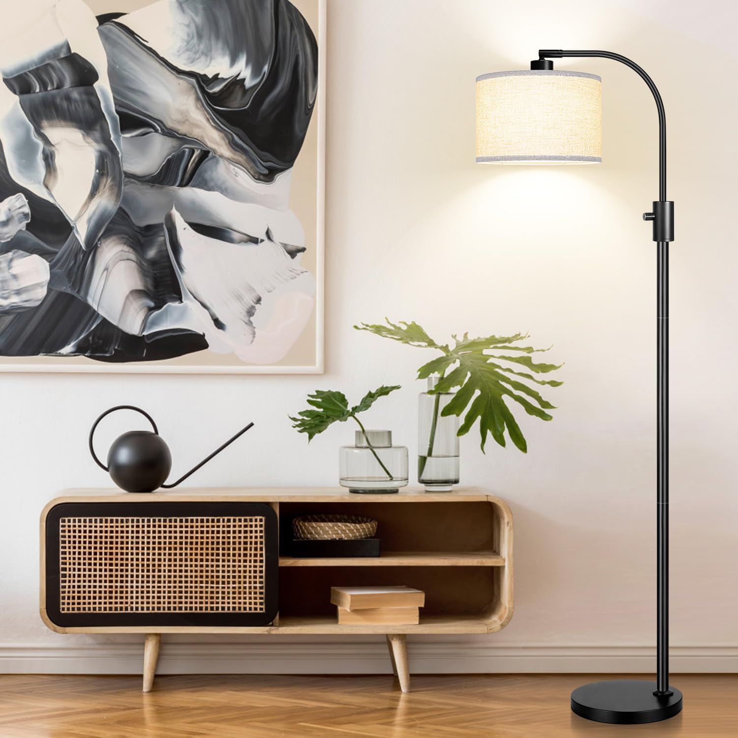 Thumbnail 5 de Nintiue F1599 Arc Floor Lamp, Dimmable 1,200-Lumen LED, Linen Shade