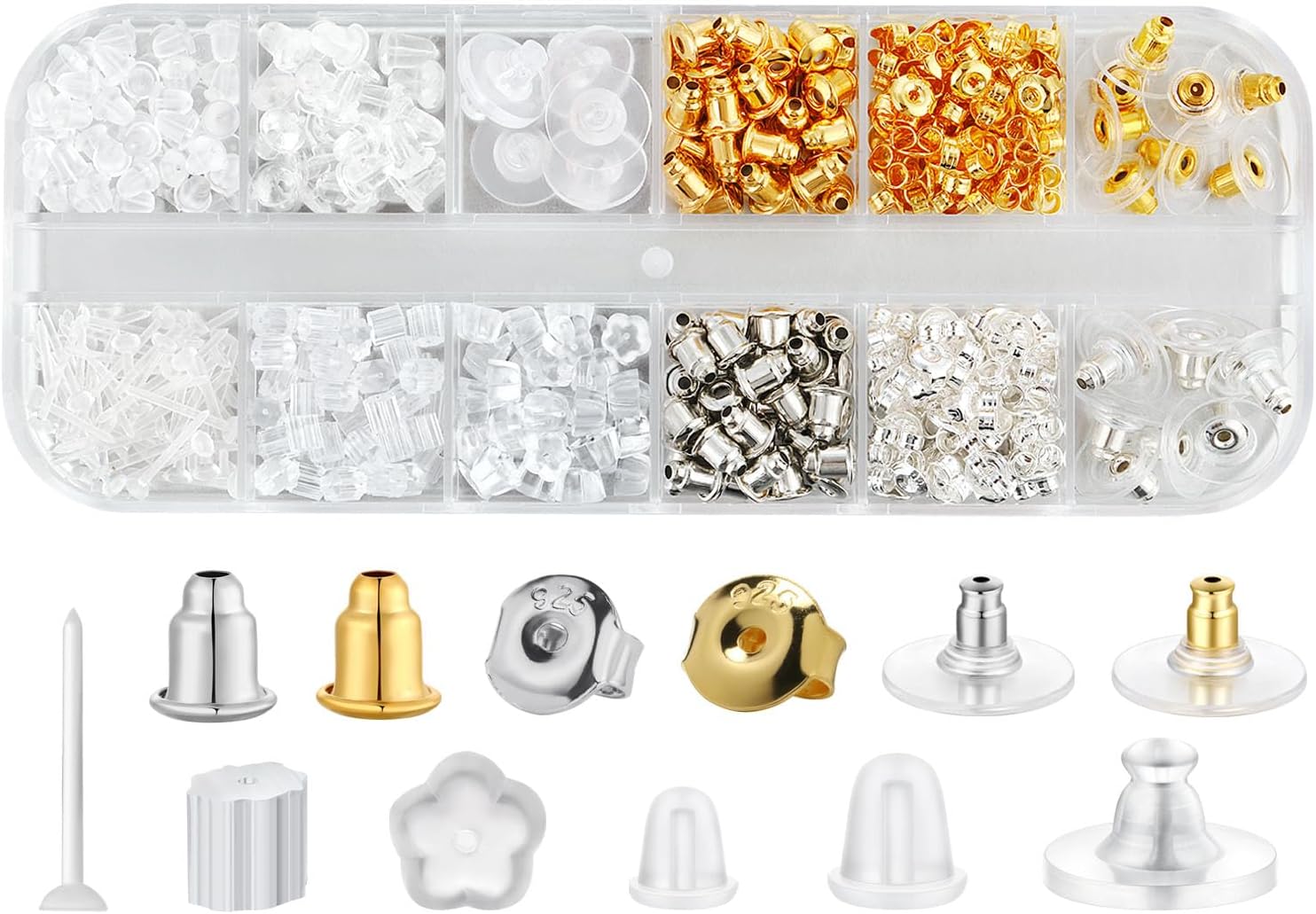 Hazifes HAJOIH9BH12BACKS Earring Backs, 600 Pieces in 12 Styles