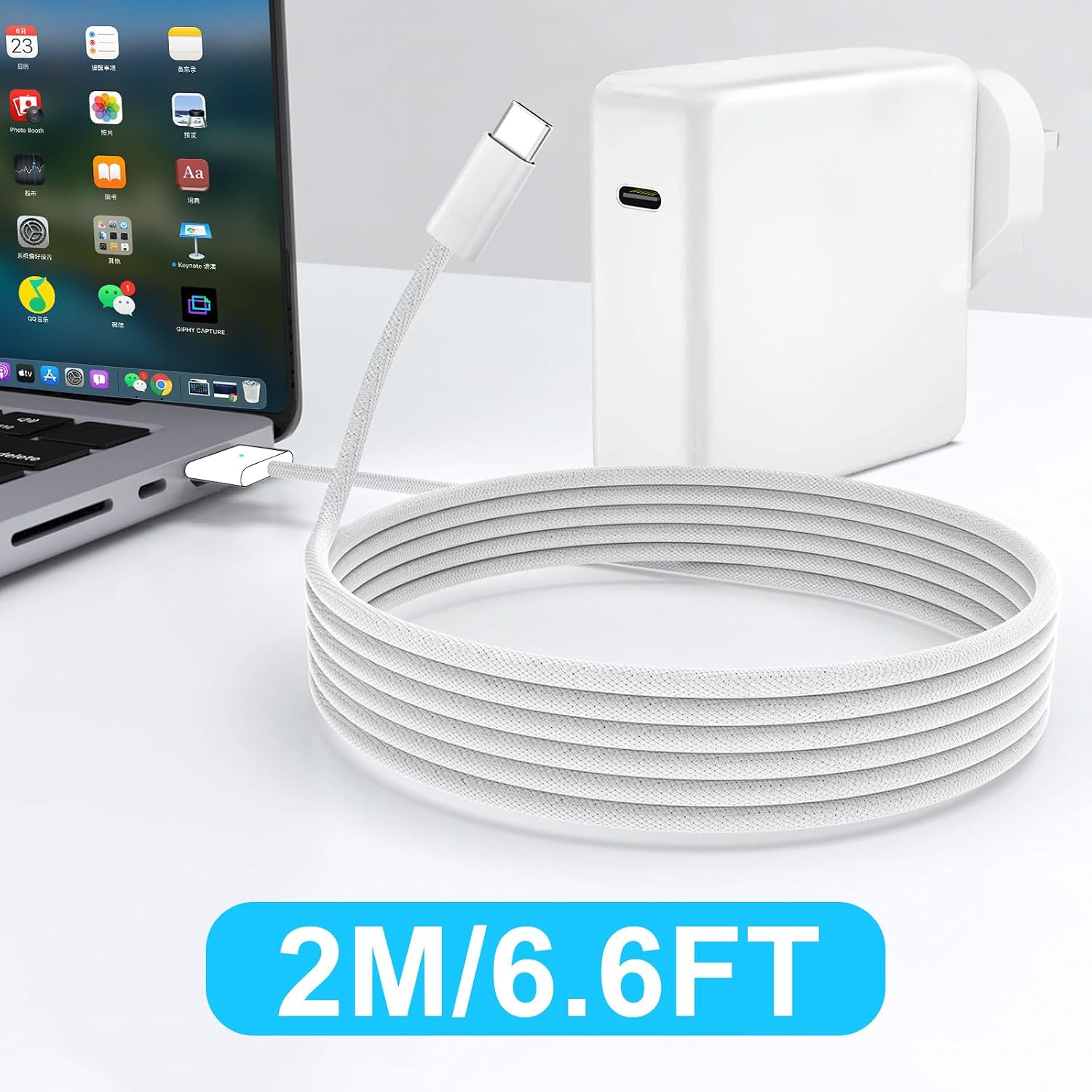 Detalle 2 de MacBook Air Pro Charger: 70W USB-C to Magnetic 3 Connector with 6.6ft Braided Cable