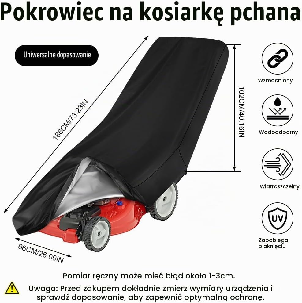 Detalle 2 de AOOWU 5474682 – wodoodporny pokrowiec na kosiarkę z tkaniny Oxford 210D