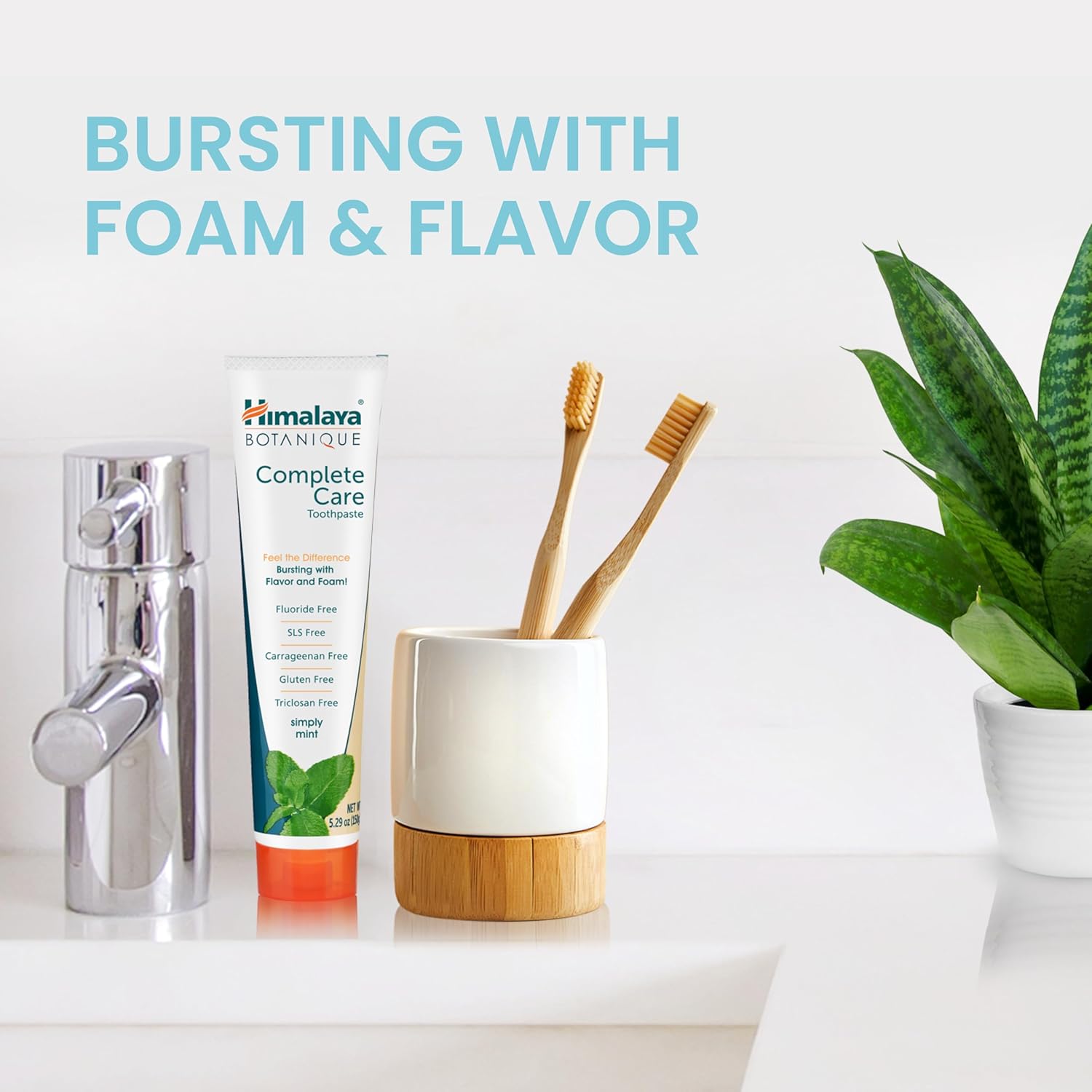 Detalle de Himalaya Botanique Simply Mint Complete Care Toothpaste – Refreshing Mint, Strong Teeth & Healthy Gums