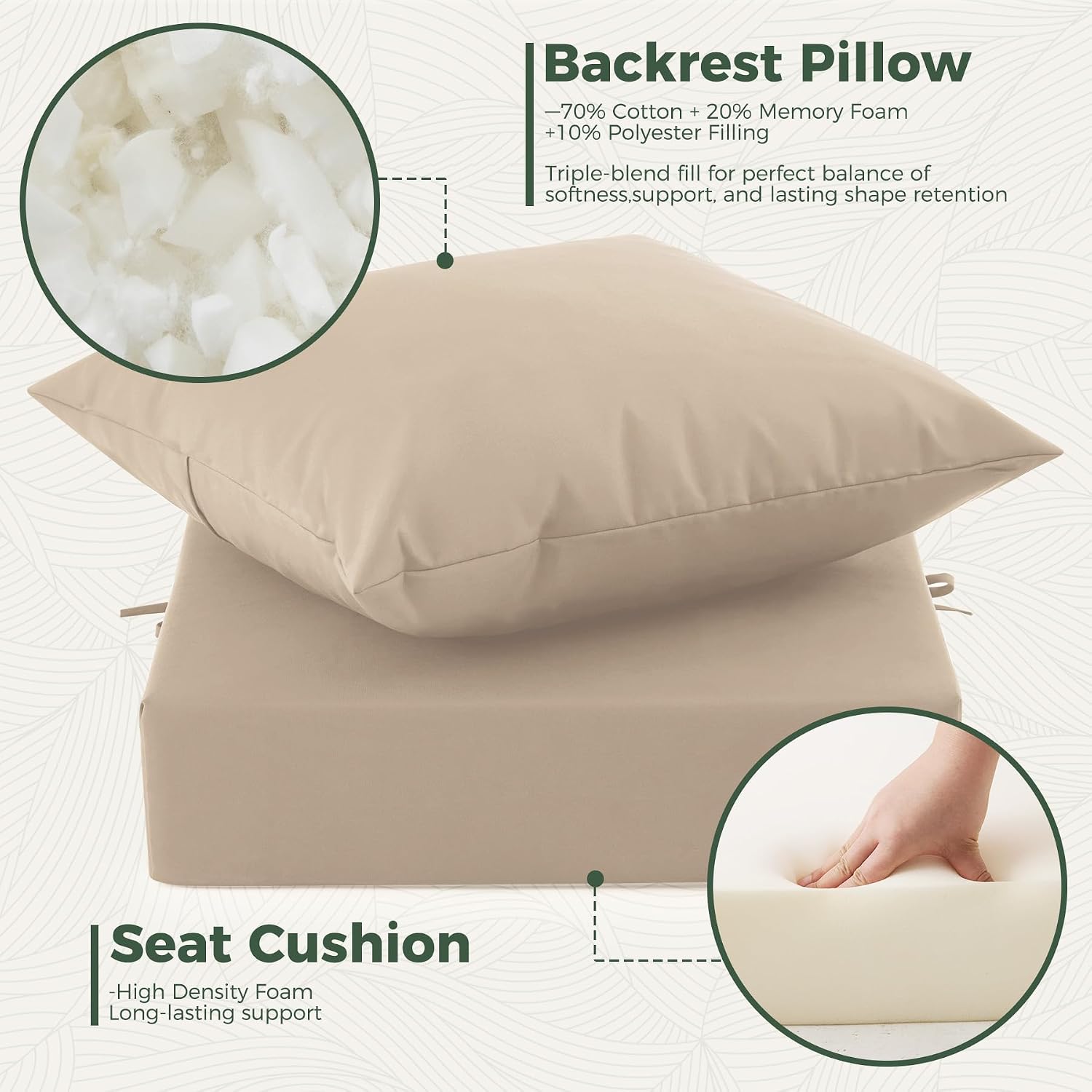 Detalle de Zonamat Outdoor Chair Cushions, 24 x 24 x 5.75-Inch