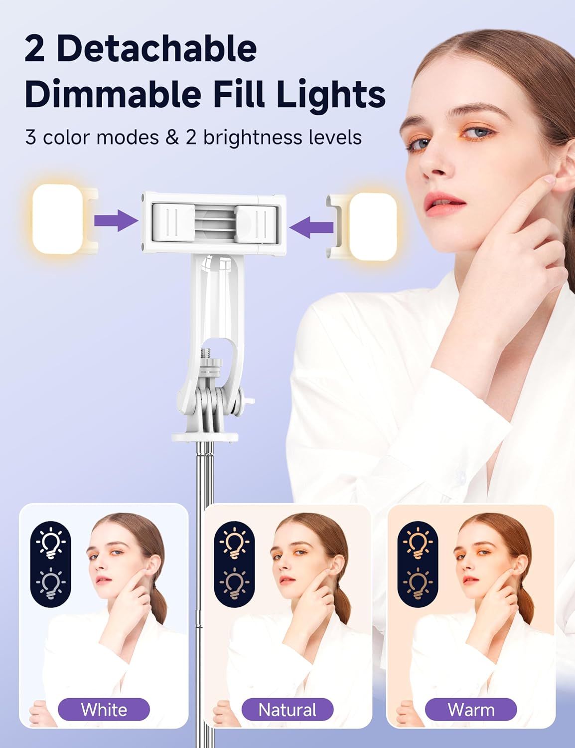 Detalle de Selfie stick tripod with LED lights