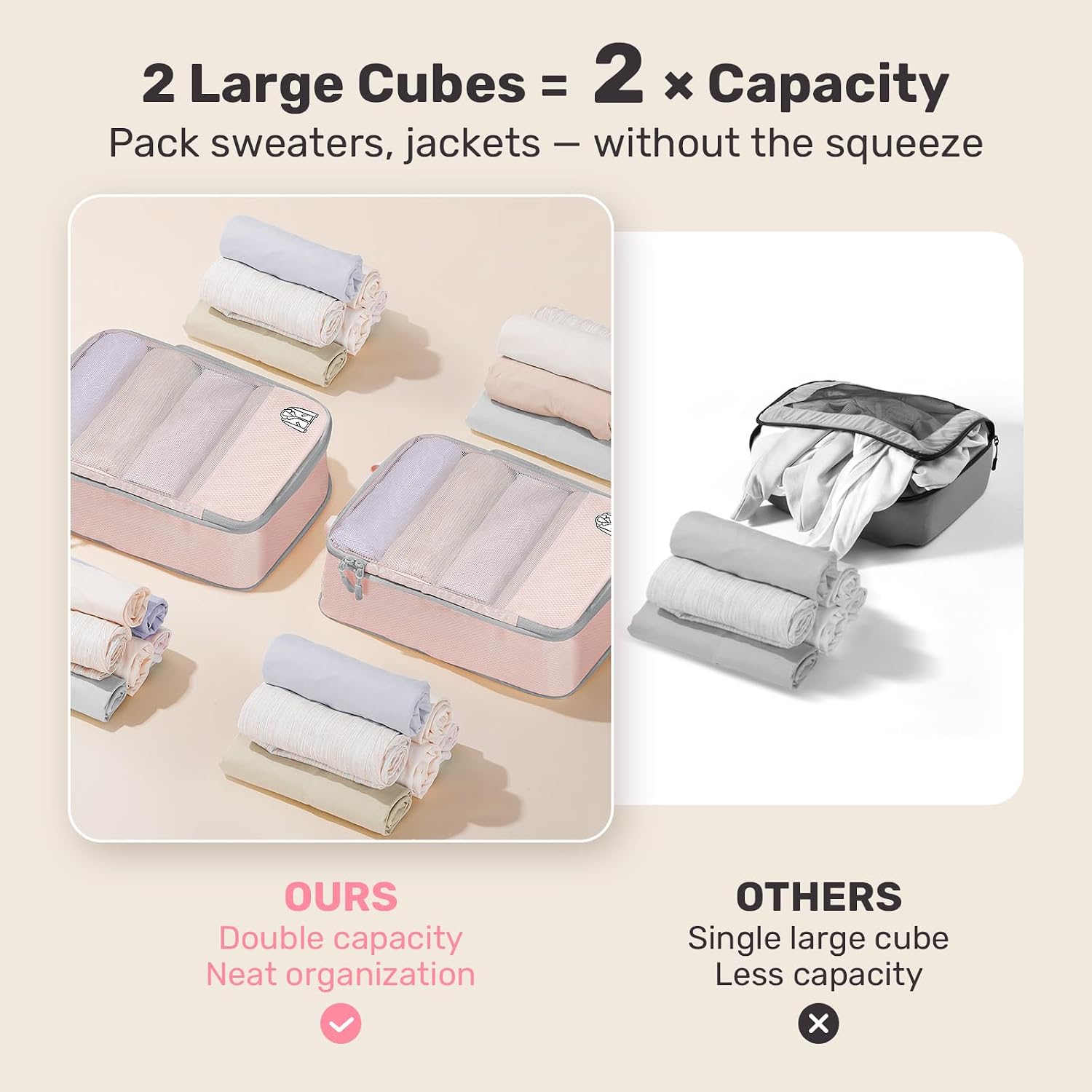 Thumbnail 2 de Compression Packing Cubes for Suitcases, Ultralight 8-Piece Set (Rose Grey)
