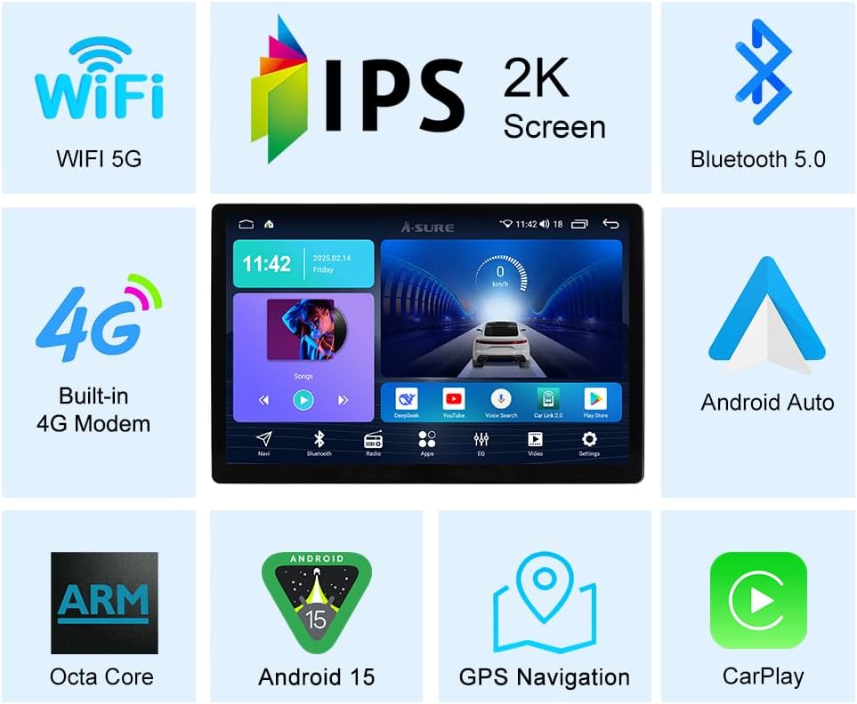 Thumbnail 5 de ACAVICA 13.1" QLED Android 15 car stereo for Fiat Ducato / Peugeot Boxer / Citroen Jumper (2007–2023) with wireless CarPlay & Android Auto