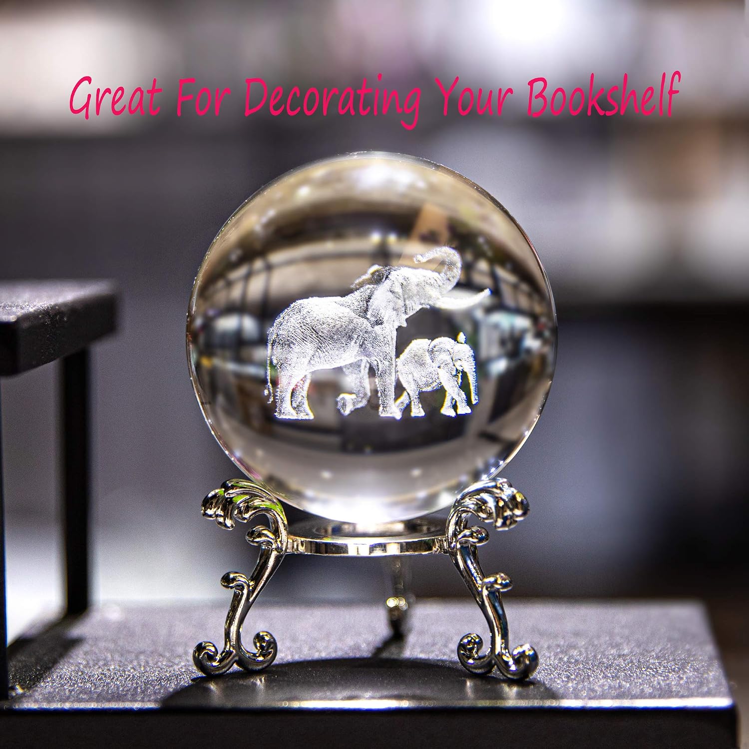 Thumbnail 2 de 60mm 3D Elephant crystal ball paperweight