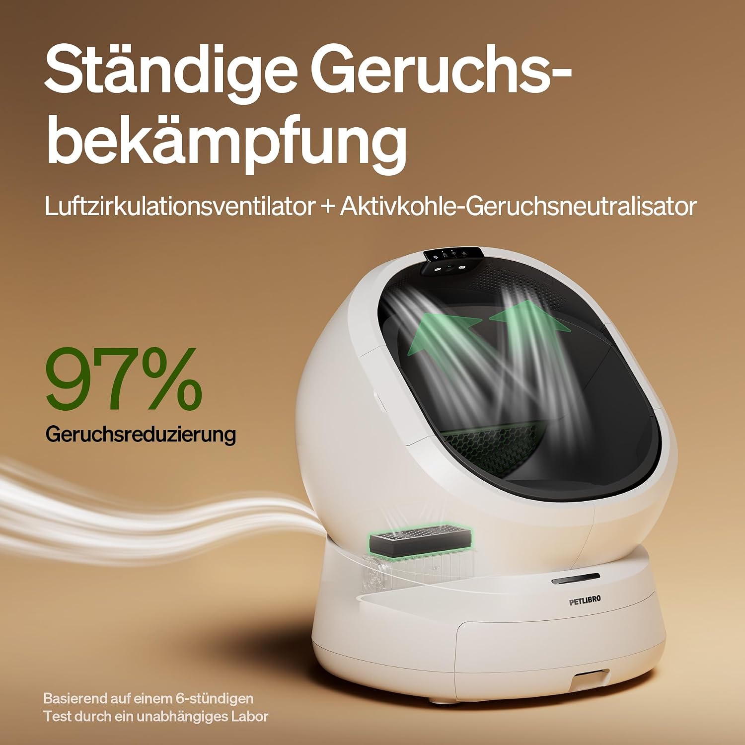 Detalle de PETLIBRO Luma: Selbstreinigende Katzentoilette mit KI-Kamera – Geruchssteuerung, Mehrkatzen-Erkennung und App-Steuerung