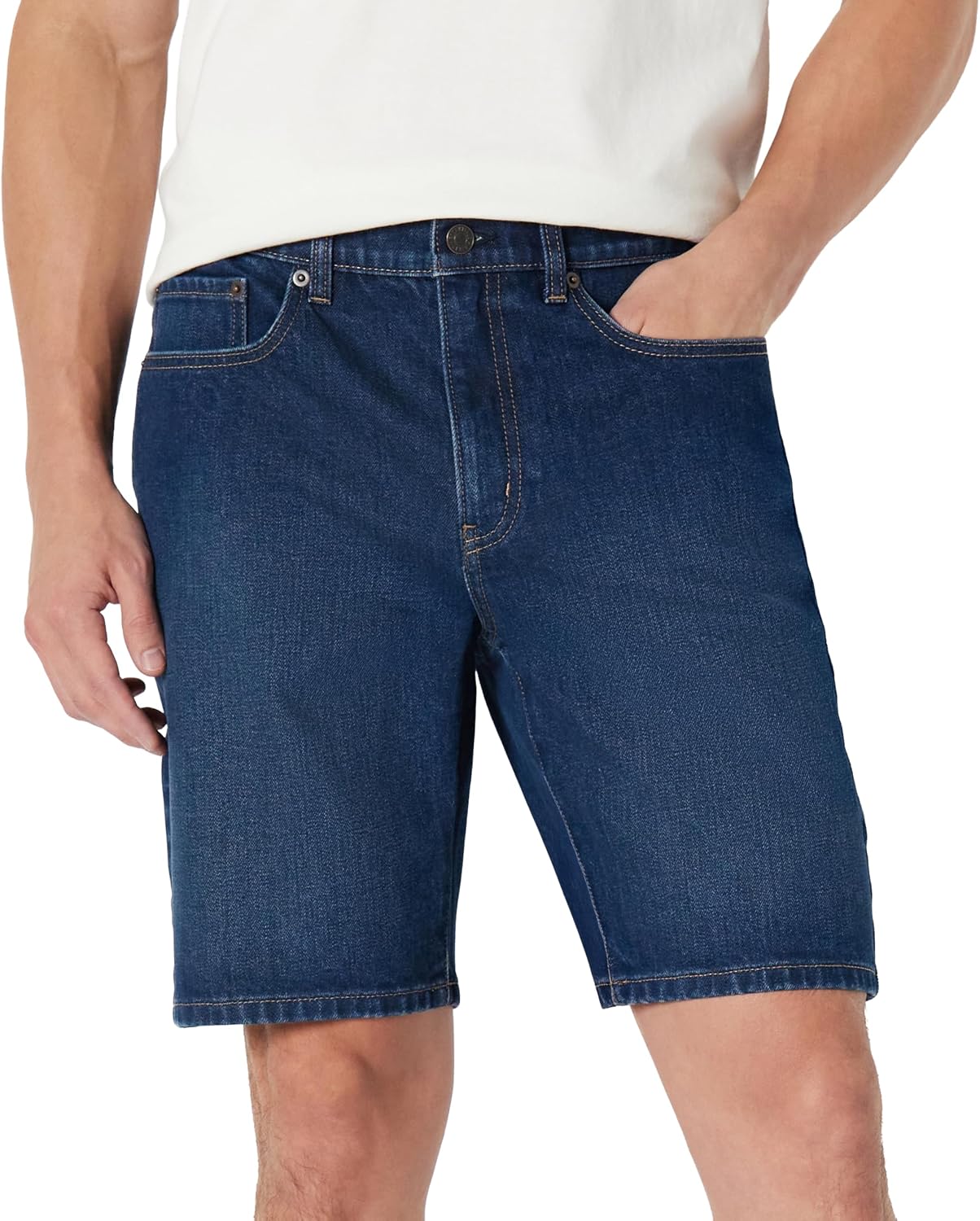 Detalle 2 de Amazon Essentials Herren Straight-Fit-Stretch-Jeansshorts – robuste Allrounder für warme Tage