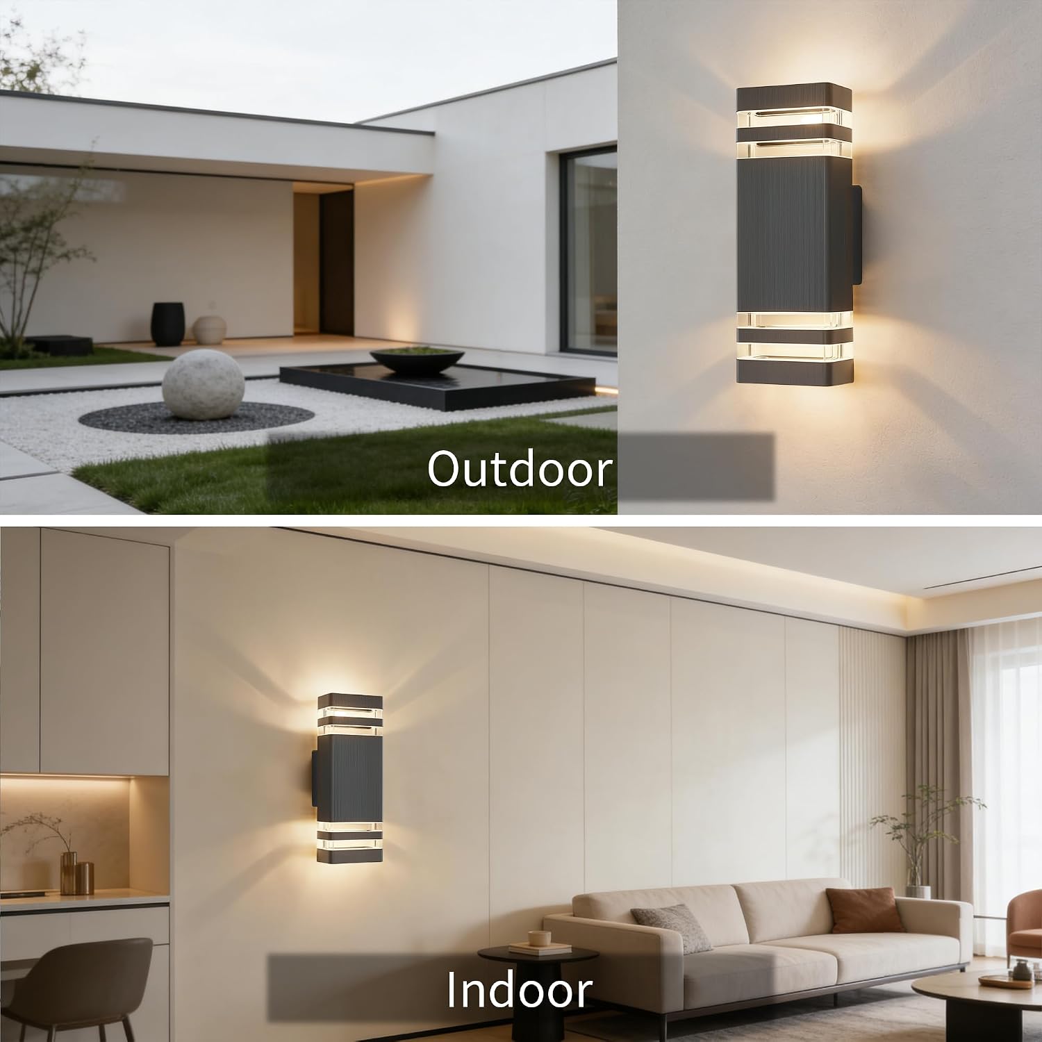 Detalle de Outdoor Wall Lights Mains Powered Up Down Outside Light IP54 Waterproof Porch Front Door Light Anthracite Grey