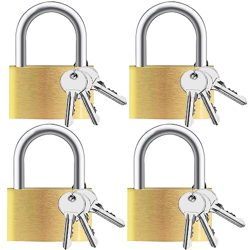 Detalle de Cieex Lot de 4 Cadenas Clé en Laiton – Petit format pour casiers et bagages