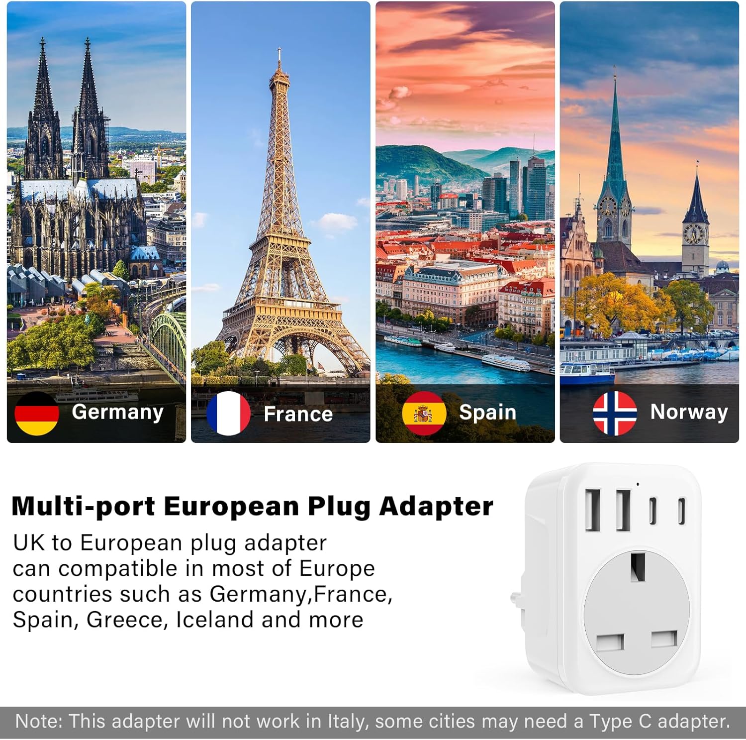 Thumbnail 4 de grestar UK to Europe travel plug adapter 5 in 1