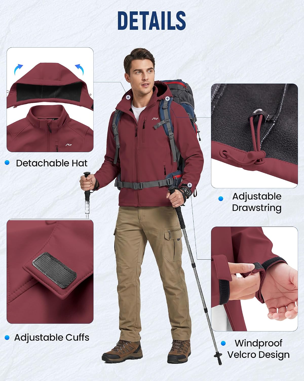 Thumbnail 6 de WULFUL Men's Softshell Jacket, Fleece-Lined with Stowable Hood