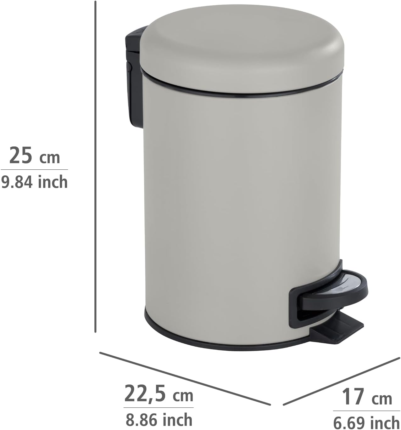 Thumbnail 3 de WENKO Treteimer Mod. Leman, 3 Liter, Taupe Matt – mit herausnehmbarem Einsatz