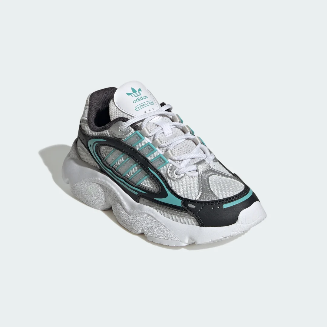 Detalle de Ozmillen Elastic Lace Shoes Kids de Adidas – gris