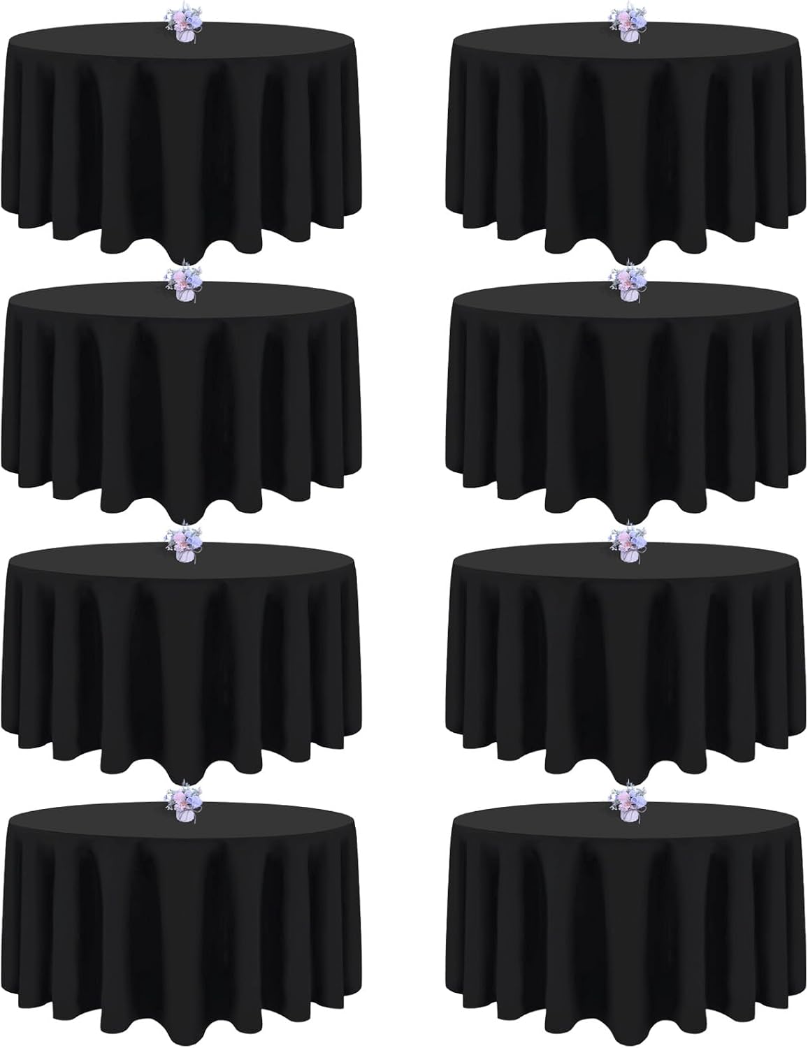 Detalle de 8-Pack 90-Inch Black Round Tablecloths in Washable Polyester (Table Round Cover)