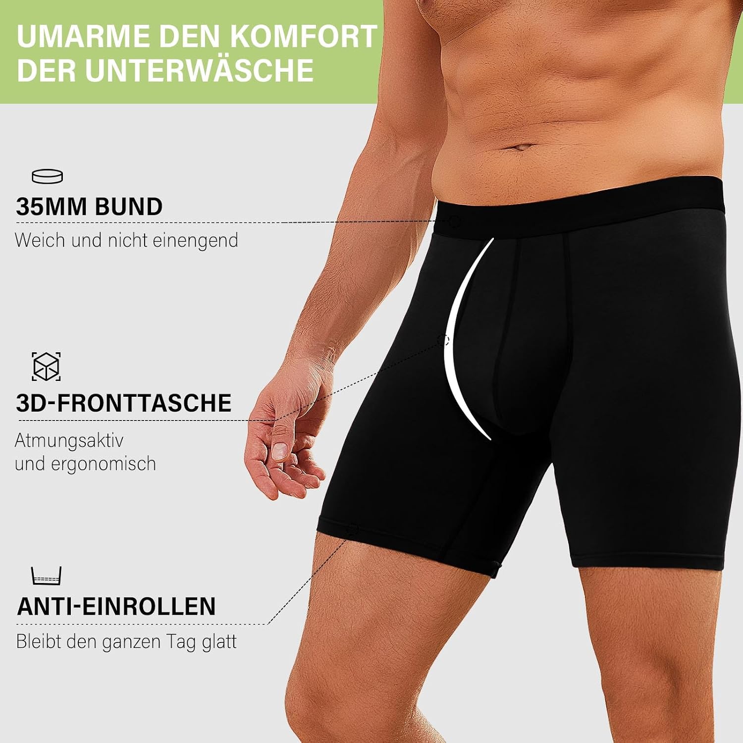 Detalle de Bambusfaser-Boxershorts für Herren, PUTUO