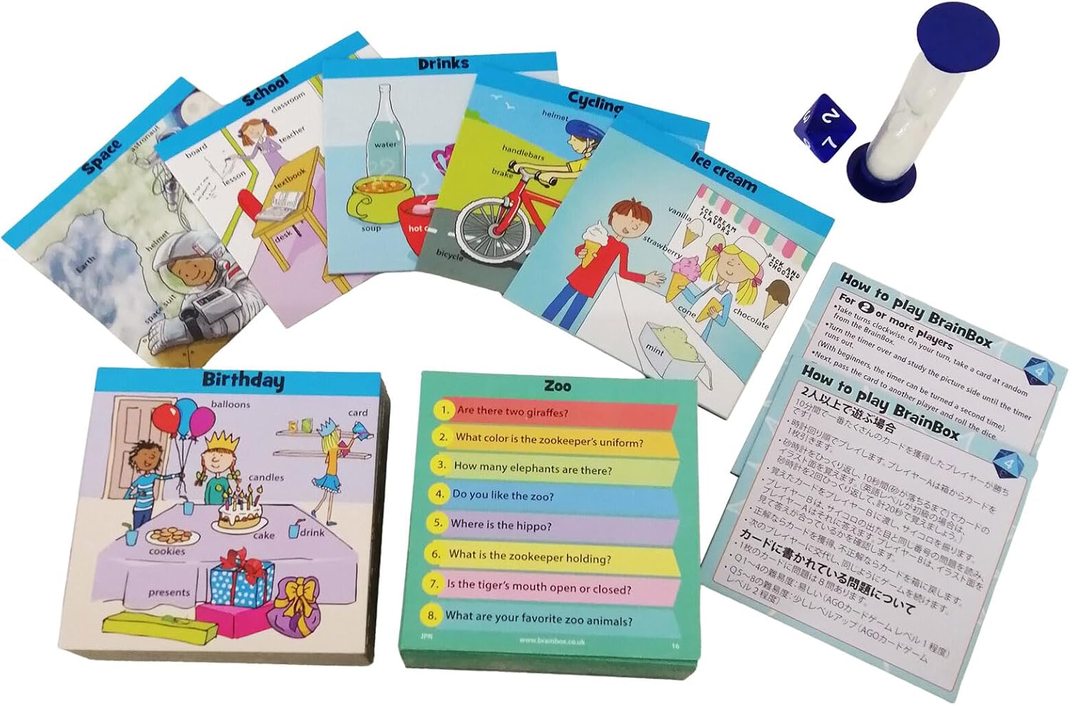 Thumbnail 2 de Green Board Games ブレインボックス 英語カードゲーム AGO編 98152｜記憶力と英会話の練習