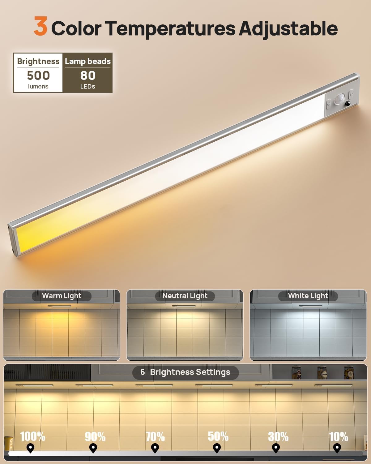 Detalle 2 de LENOMA LTM-CGD-03 16-Inch Wireless LED Under-Cabinet Lights, 4-Pack