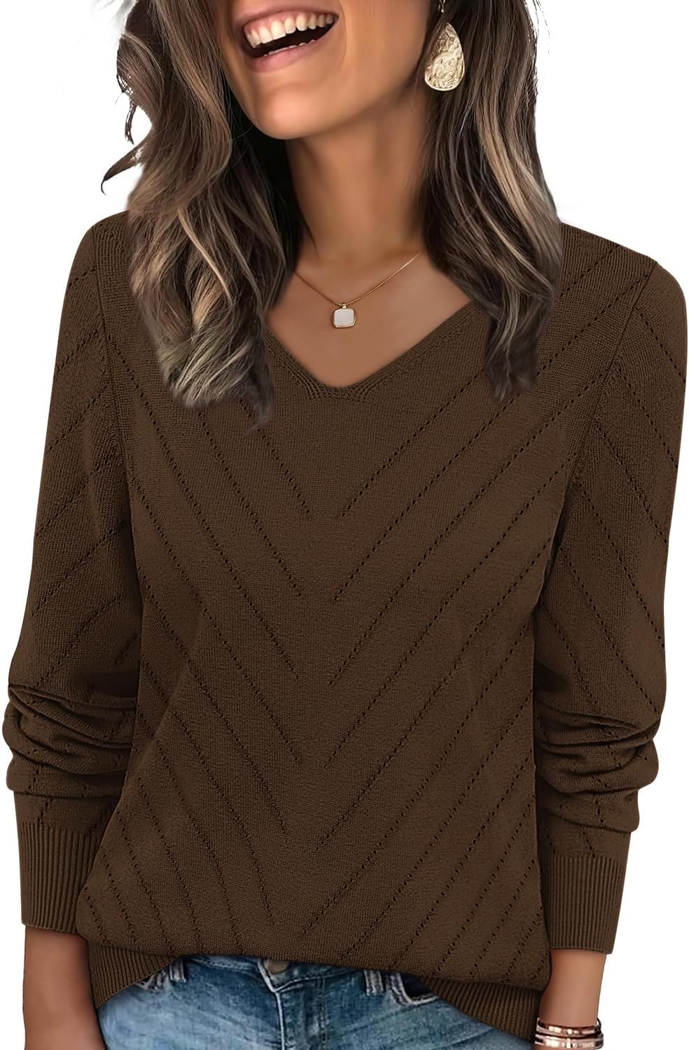 Thumbnail 5 de WIHOLL Sweater V-Neck Lightweight Pullover 2025