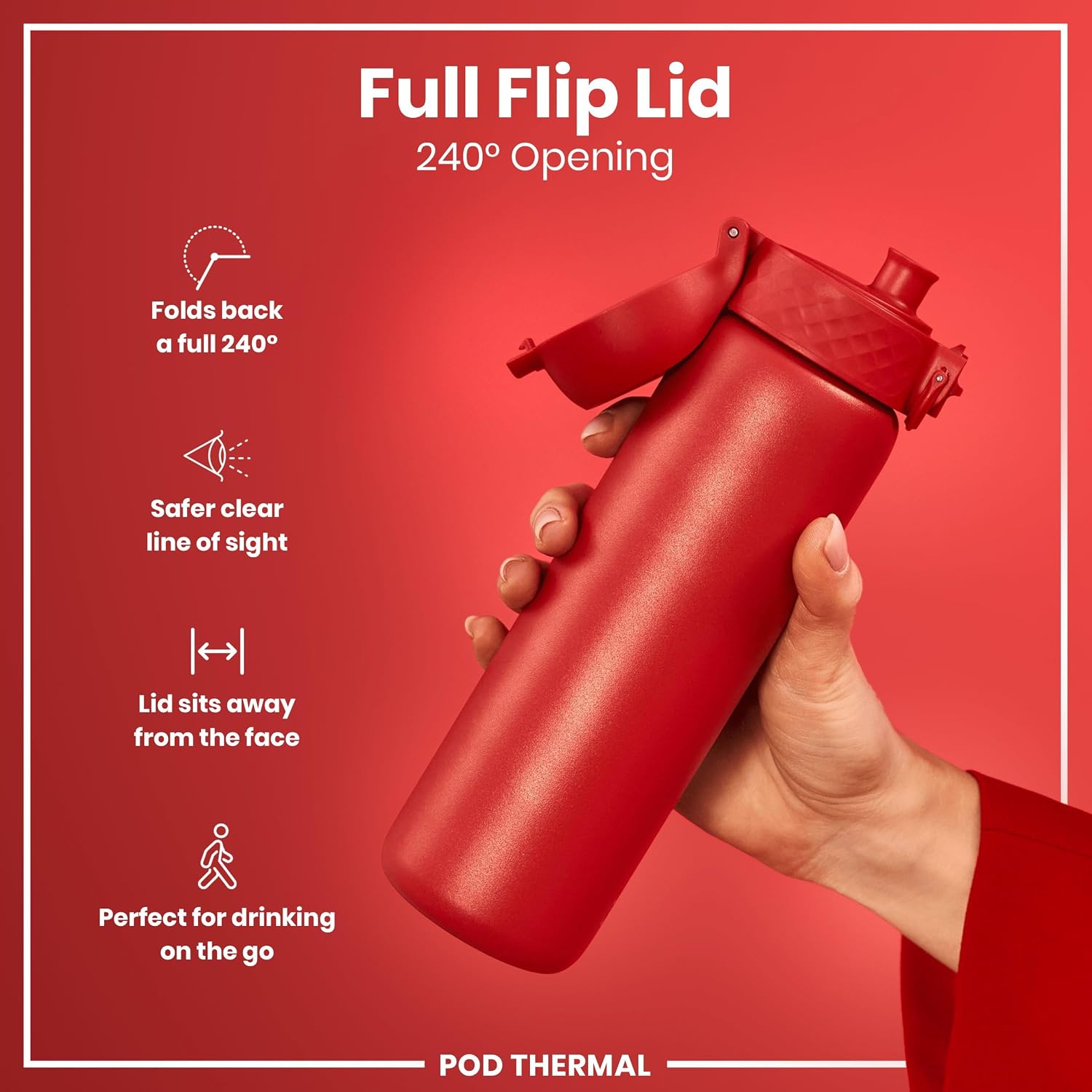 Detalle de ION8 320 ml Vacuum Insulated Steel Water Bottle: Durable, Leak-Proof and Easy to Clean
