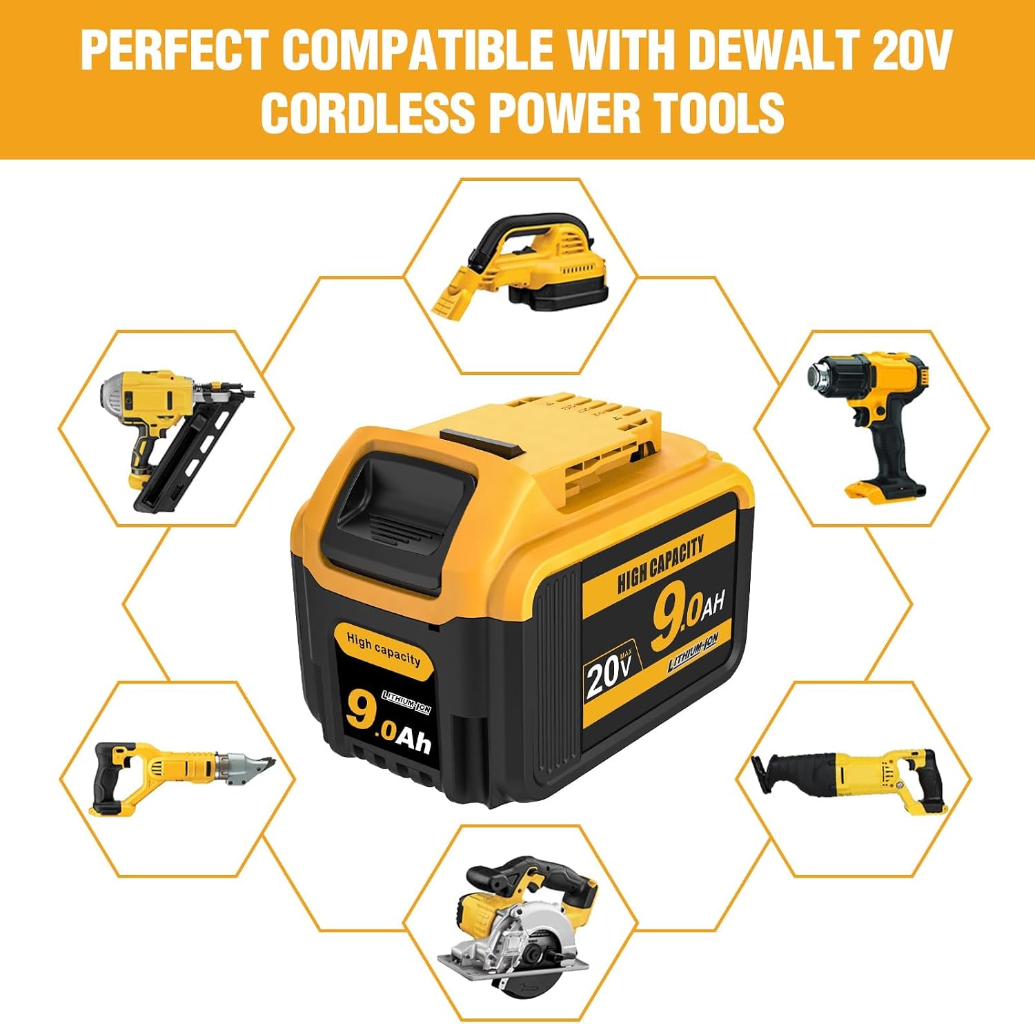 Thumbnail 2 de DeWalt-compatible replacement battery 9.0Ah