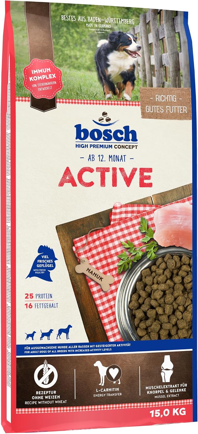 Detalle de Bosch HPC Active Hundefutter trocken, 30% frisches Geflügel, 15 kg