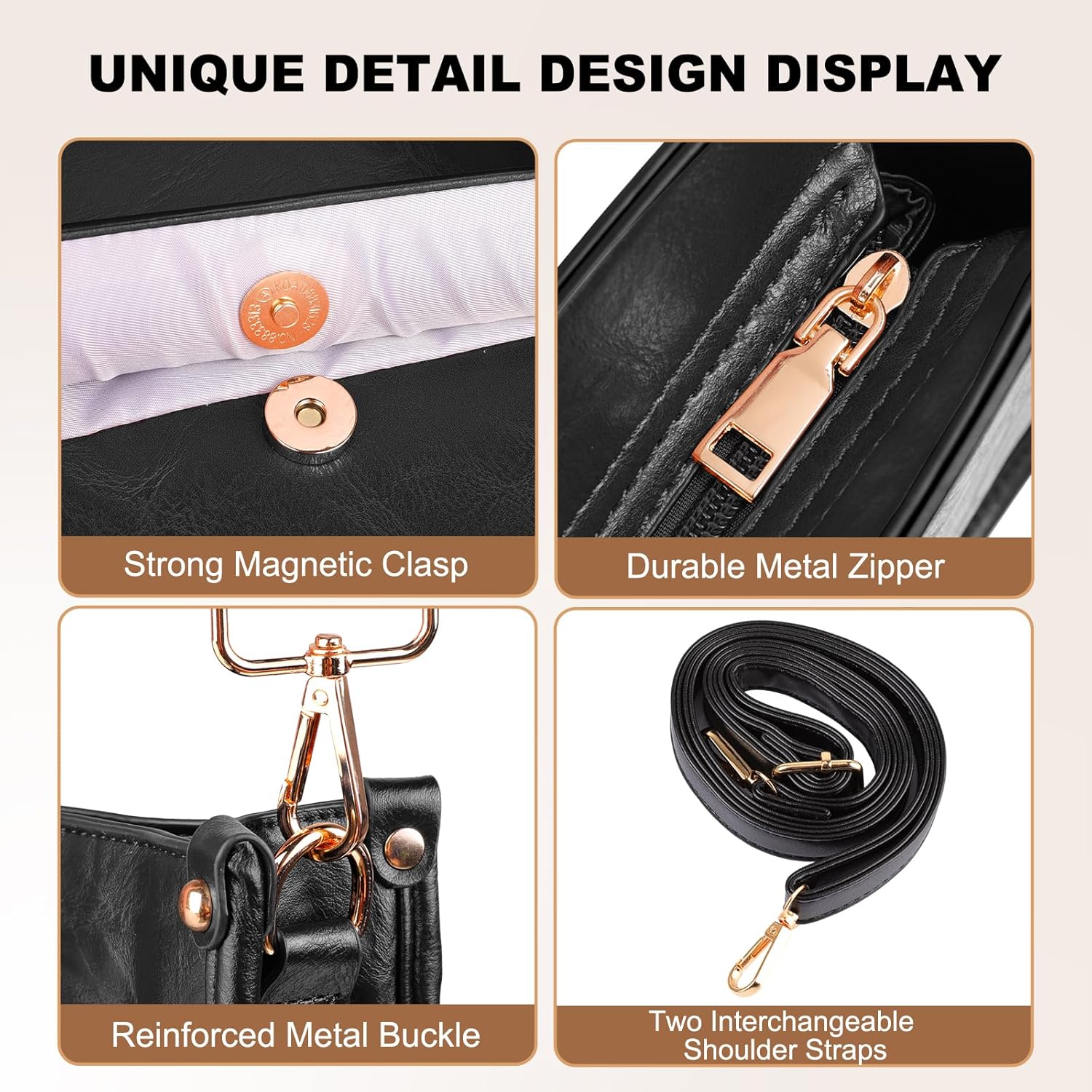 Thumbnail 5 de ISEYOU Borsa tracolla donna in pelle PU con tracolle regolabili e rimovibili