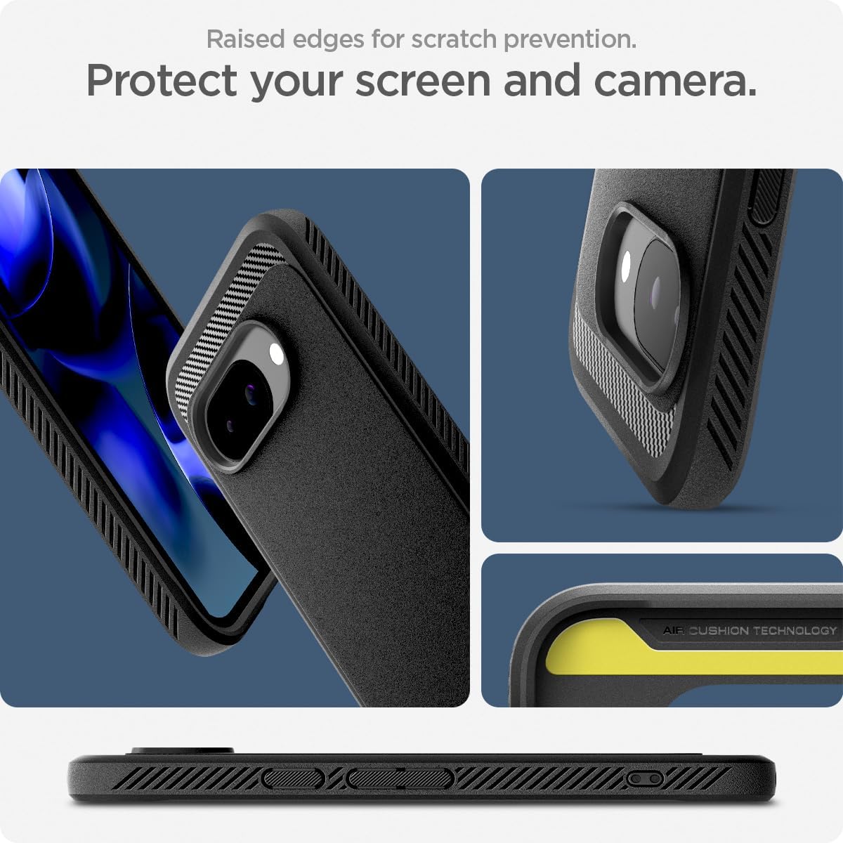 Detalle de Spigen Rugged Armor MagFit per Pixel 9a – cover con magneti integrati, nero opaco