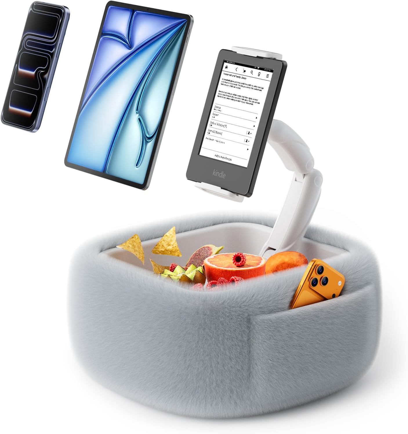 Detalle de LULULOOK Tablet Pillow Stand with 360° Adjustment, Memory Foam and Snack Bowl