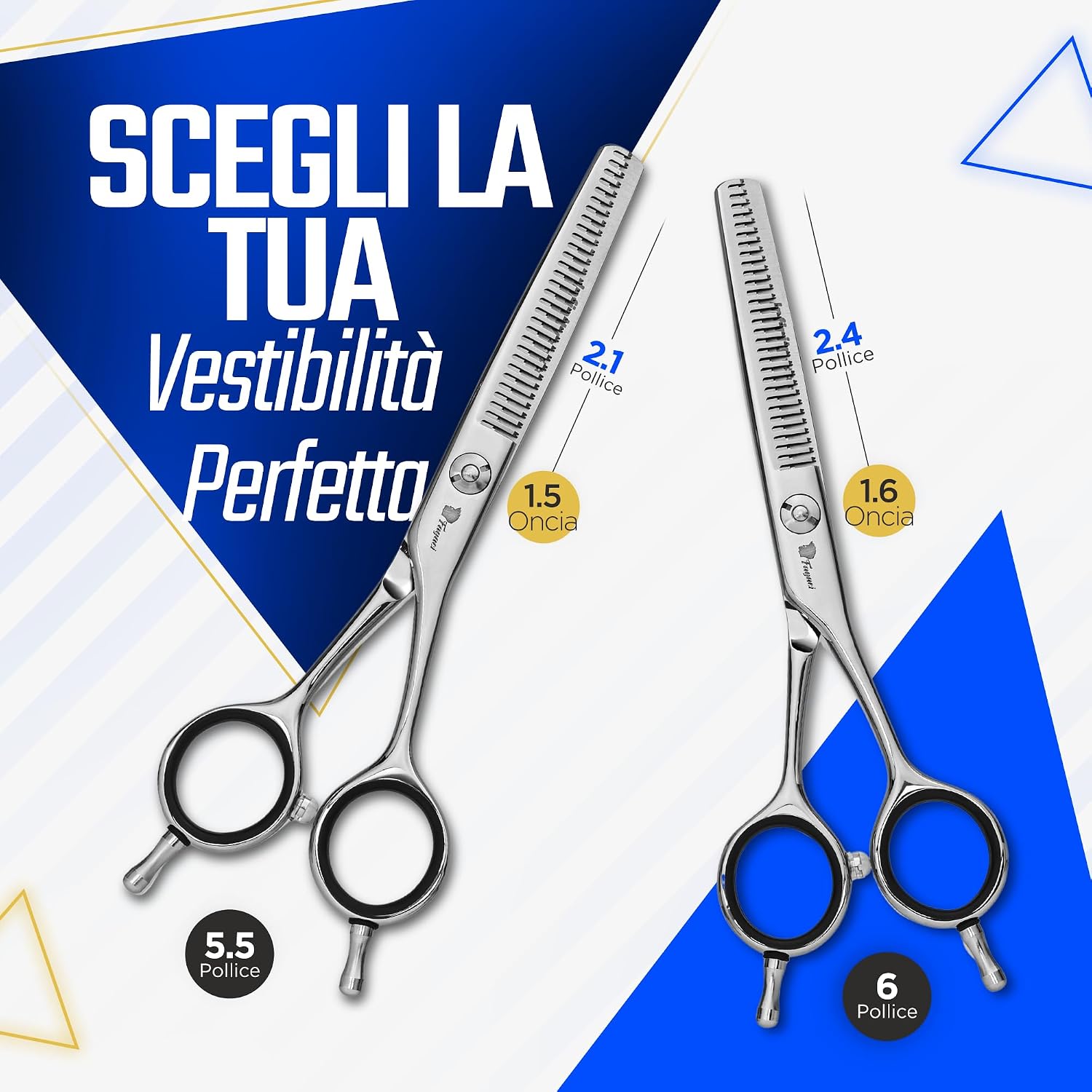 Detalle de Fagaci Forbici per Sfoltire i Capelli 5.5\" con Acciaio 440C – Forbici Professionali per Parrucchiere e Barbiere, Lame Sottili