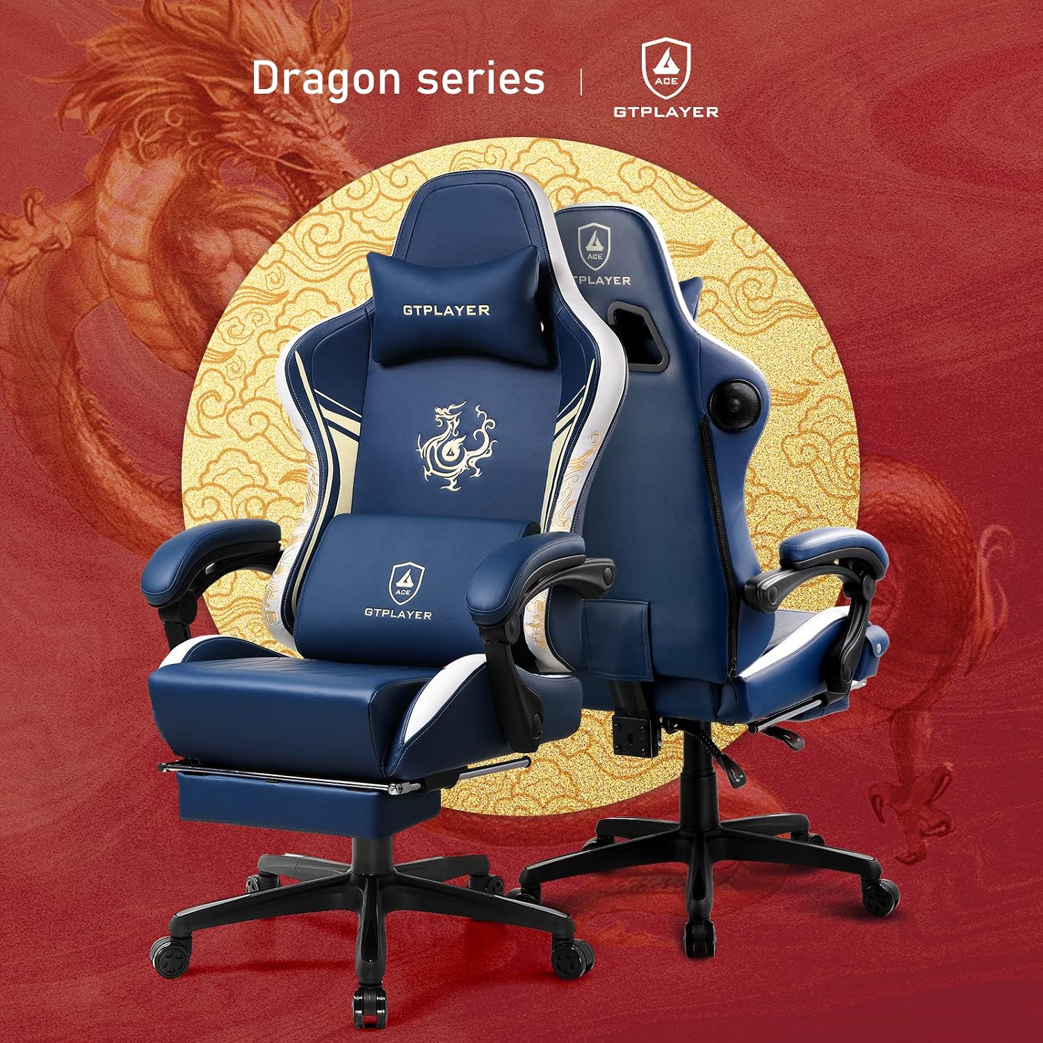 Detalle de GTPLAYER Dragon sedia gaming Bluetooth 150°