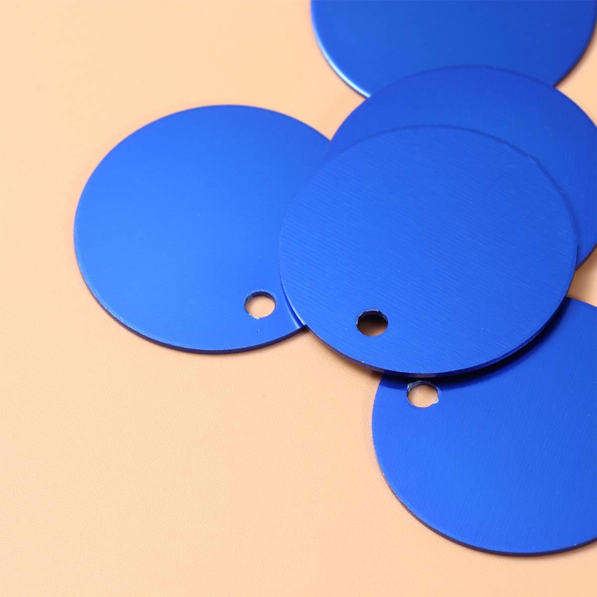 Detalle de MILISTEN 16 Stücke Runde Aluminiumlegierung Haustier-ID-Tags – Blanko Hundemarken zum Gravieren, 35 mm Ø, Dunkelblau